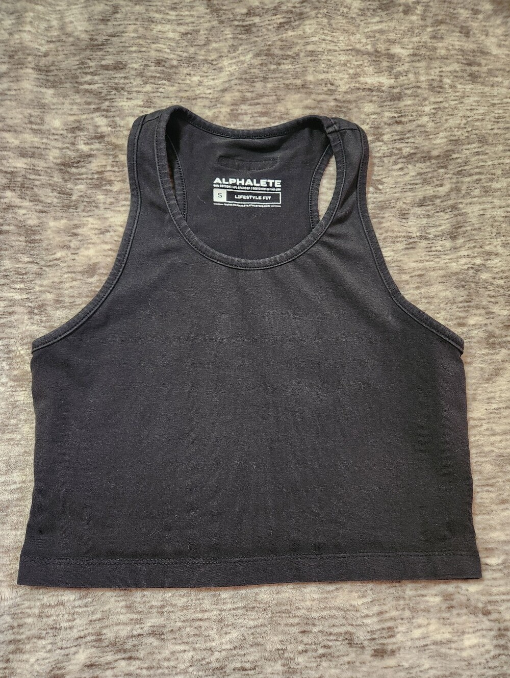 Alphalete Black Lifestyle Fit Cropped Racerback Tank Top Size S Gym Athleisure